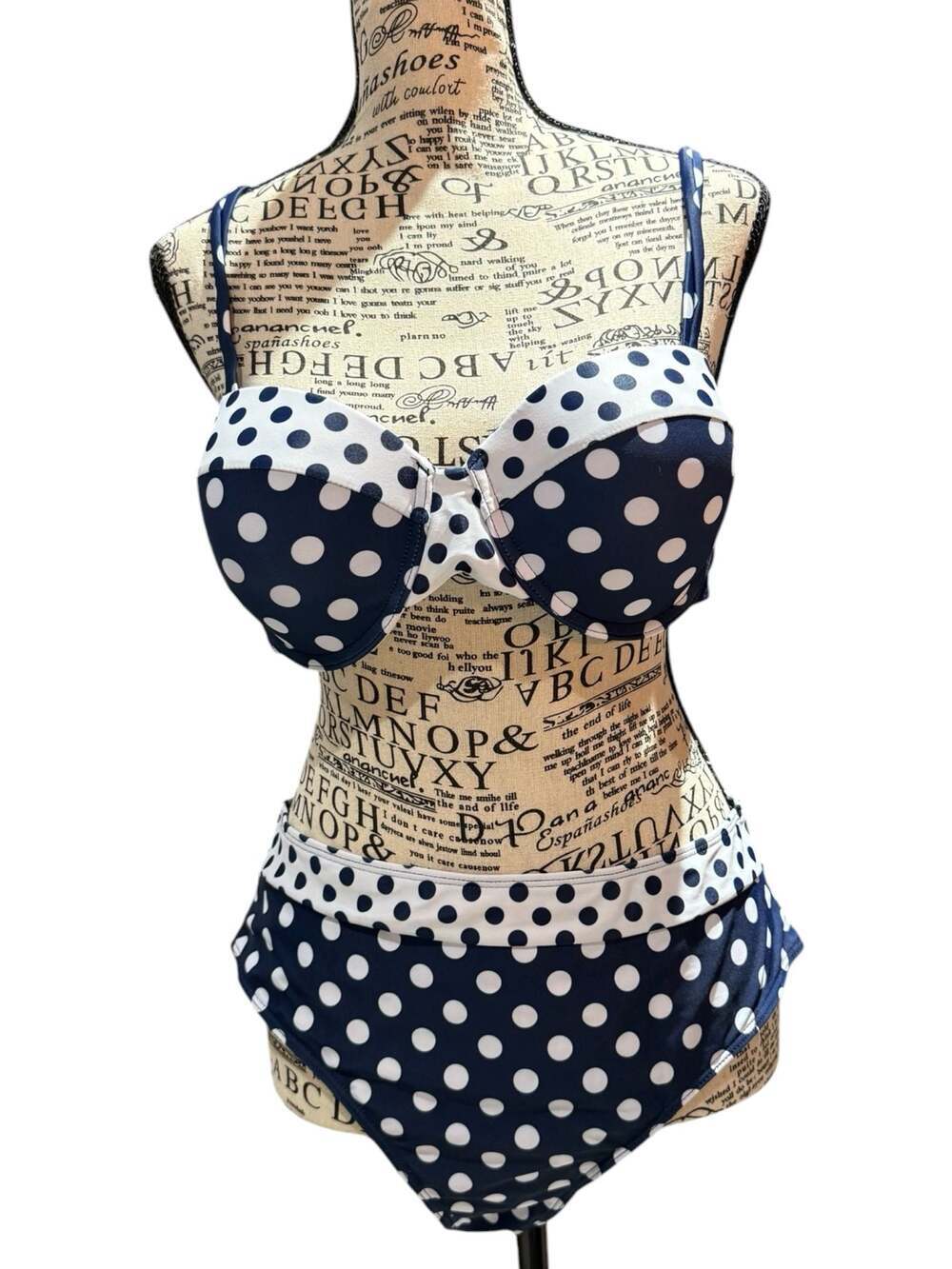 NWT Cupshe Navy & White Polka Dot Bikini Set – Size XL